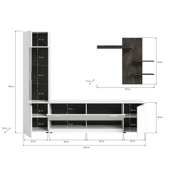 Ben hyllesystem hvit.