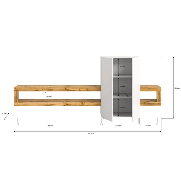 Loft hyllesystem 2 dører 2 rom hvit.