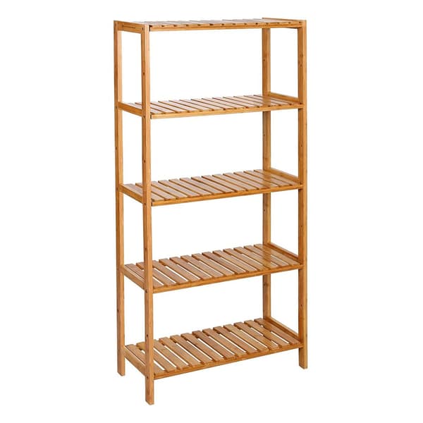 Bambuhylla 5 nivåer med justerbara höjder - L60 cm