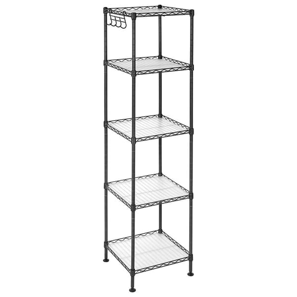 Svart metallhylla med modulärt förvaringsgaller - L30 x H121 cm