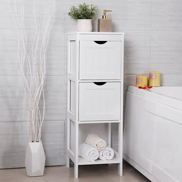 Badrumsförvaring 2 lådor L89 cm - Vit