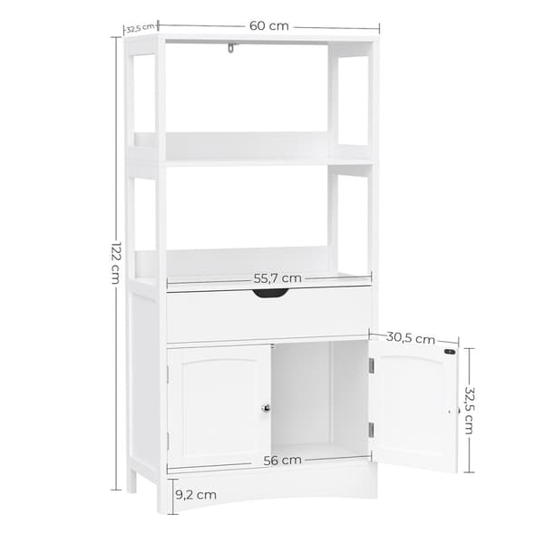 Liten förvaringsenhet med 1 låda, 2 luckor och 2 hyllplan - H122 cm