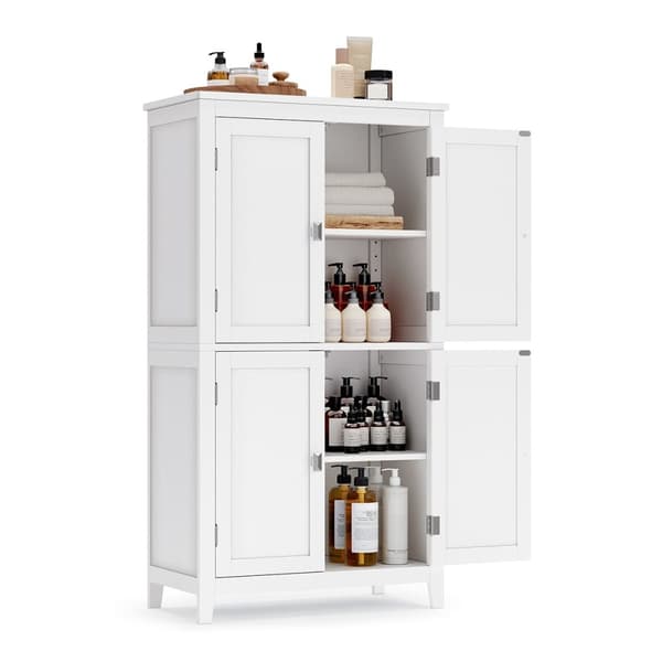 Petit meuble de rangement 4 portes blanc - H110 cm