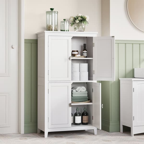 Petit meuble de rangement 4 portes blanc - H110 cm