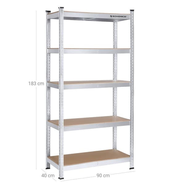 Varastoteline - metallikaappi - 875 kg laakerin kapasiteetti - 180 x 90 x 40 cm - hopea