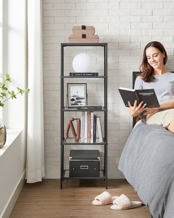 Plank-5 hyllor-lätt för att montera transparenta zwart
