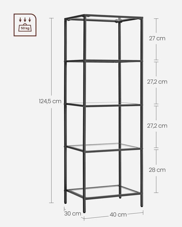Plank-5 hyllor-lätt för att montera transparenta zwart