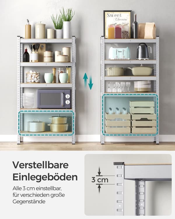 Tung hylla - med silverfärgad stålram