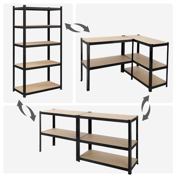 Opbevaringsstativ - med 5 justerbare hylder - 180 x 90 x 40 cm - til 875 kg - sort