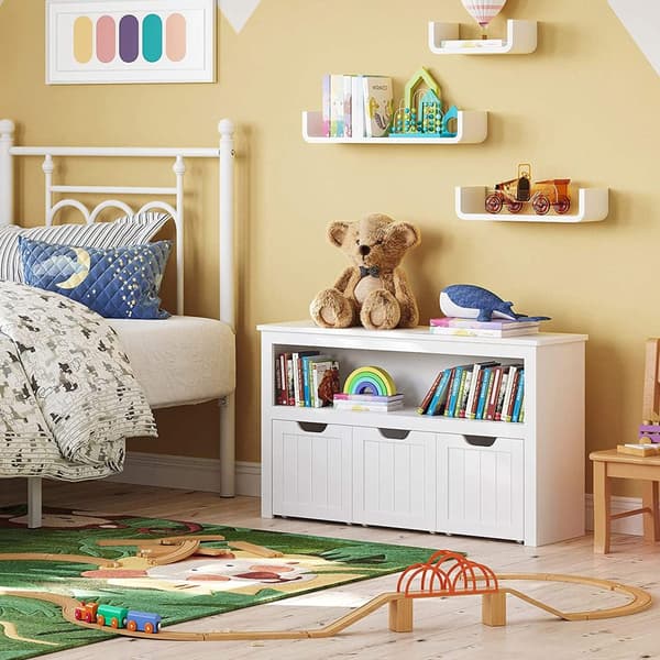 Toy Cabinet - Arrangör - förvaringsskåp med hjul - 3 fack - vitt