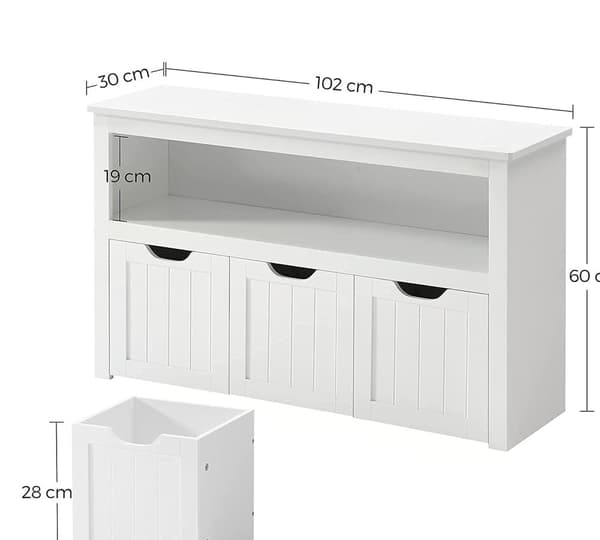 Toy Cabinet - Arrangör - förvaringsskåp med hjul - 3 fack - vitt