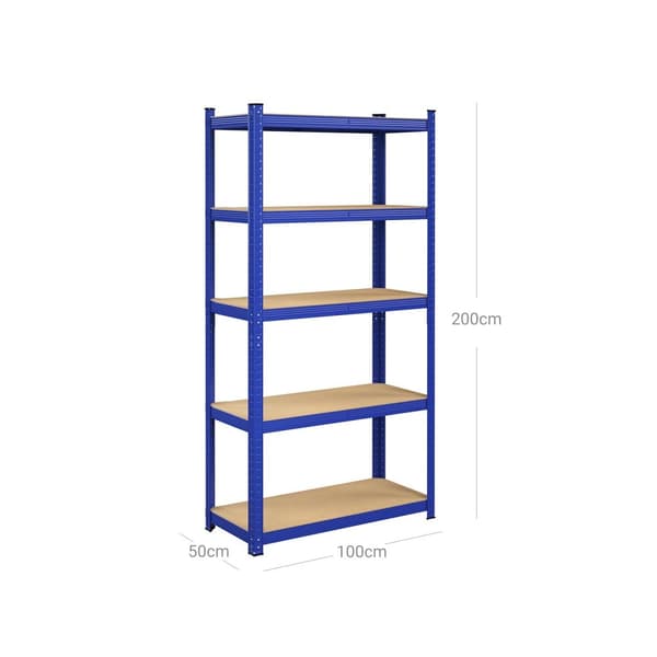 Säilytysteline - 5 säädettävällä hyllyllä - 180 x 90 x 40 cm - 875 kg - sininen