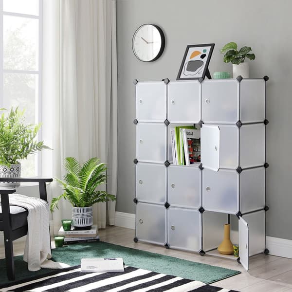 Förvaringsskåp - Racking System - med 12 fack - Plast - med dörrar - Garderob / skosställ