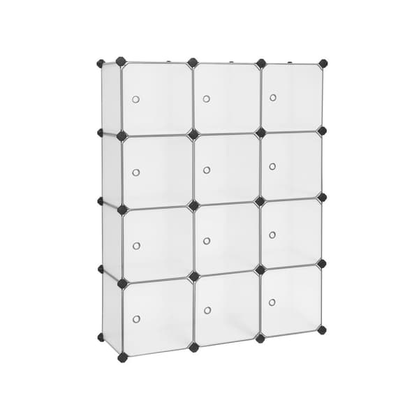 Förvaringsskåp - Racking System - med 12 fack - Plast - med dörrar - Garderob / skosställ