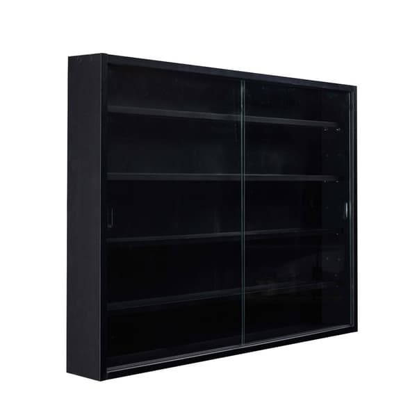 Blacklava vitrineskap glassmonter, 2 skyvedører svart.