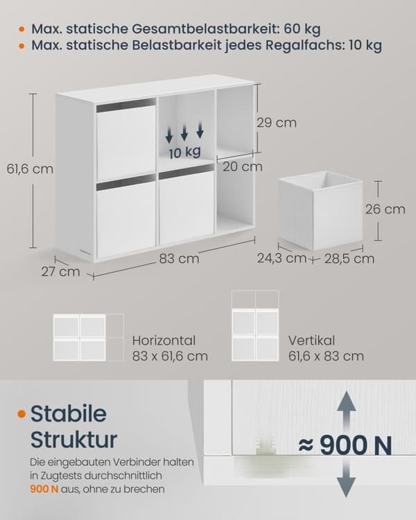 Kirjahylly, jossa on 6 osastoa 27 x 83 x 61,6 cm Lumikki