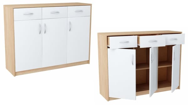 Lipasto 3D3S WHITE-SONOMA 110cm laatikot