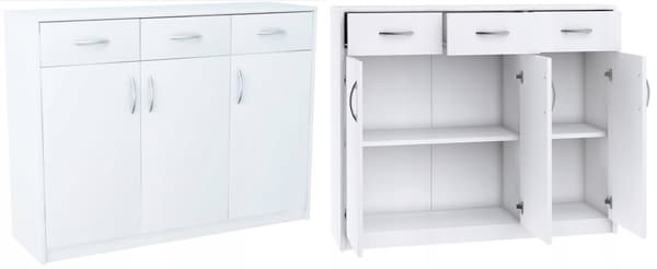 Kommode 3D3S HVID 110cm skuffehylde