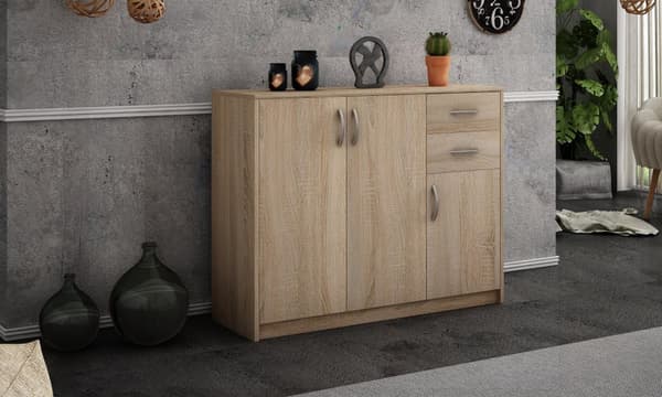 Kommode skab 3D2S SONOMA OAK 110cm skuffer hylde