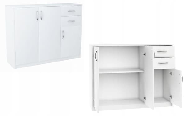 Kommode 3D2S HVID 110cm skuffehylde