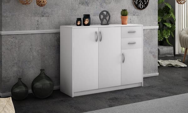 Kommode 3D2S HVID 110cm skuffehylde