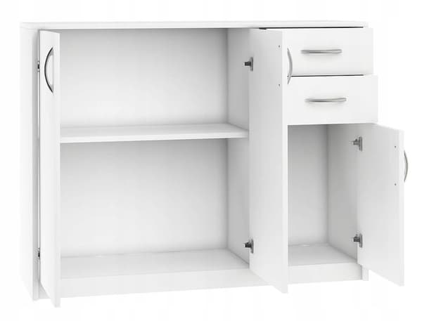 Kommode 3D2S HVID 110cm skuffehylde