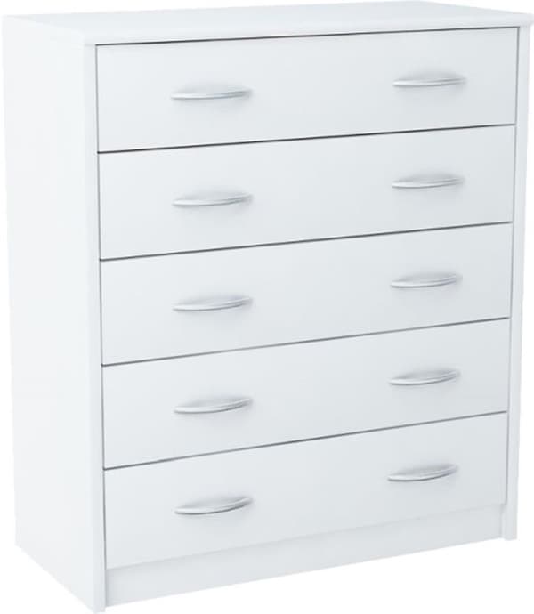 Kommode 5S HVID hylde 5 skuffer