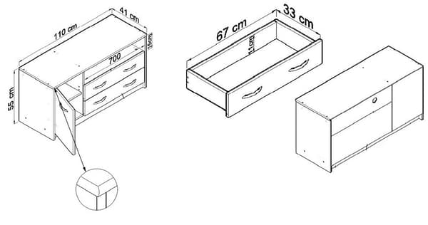 TV-bord 1D2S SONOMA OAK kommode