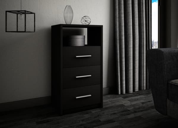 Kommode skab 3SO SORT 40cm skuffer hylde