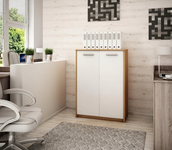 Lipastokaappi BODO 2D2P WHITE-SONOMA toimistohylly