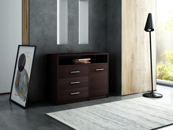 Kommode skab BODO 1D3SO 100 WENGE skuffer hylde