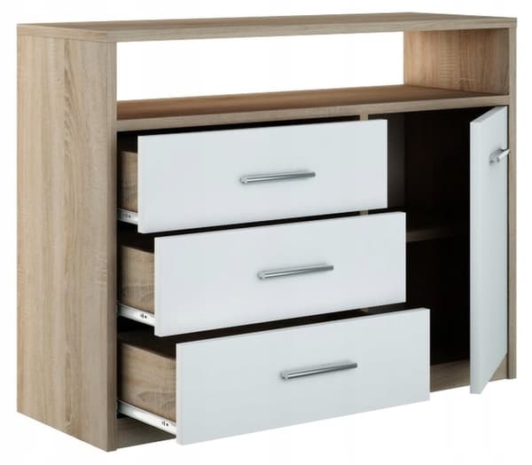Kommode skab BODO 1D3SO 100 WHITE-SONOMA hylde