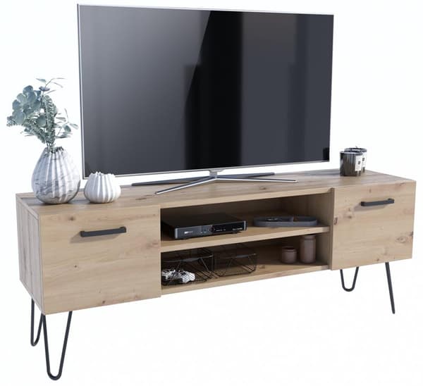 Tv-bordsskåp V1 hantverksben i svart metall