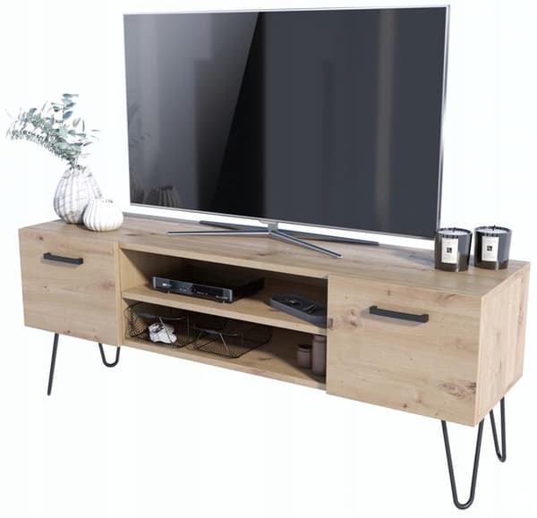 Tv-bordsskåp V1 hantverksben i svart metall