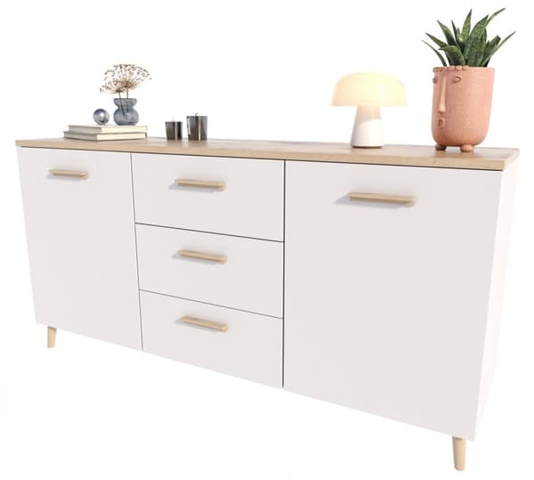 MALMO 2D3S 150cm Artisan Ek-Vit Skandinavisk byrå på PE-ben