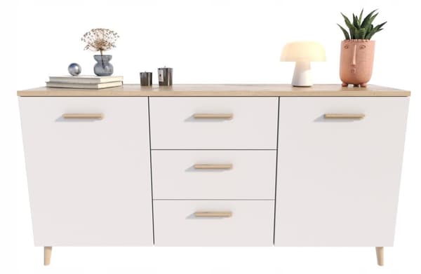 MALMO 2D3S 150cm Artisan Ek-Vit Skandinavisk byrå på PE-ben