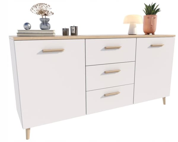 MALMO 2D3S 150cm Artisan Ek-Vit Skandinavisk byrå på PE-ben
