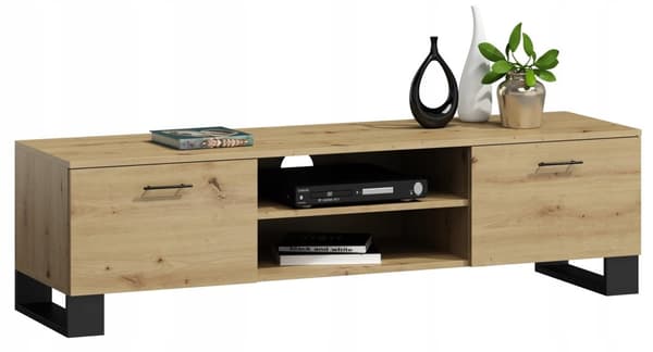 Kaappi, TV-pöytä, KLARA, 120 cm, artisan tammi, parvi, maalaismainen, lipasto, hylly, PER