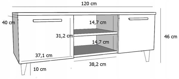 RTV bord KLARA 120cm håndværkssort hems PR