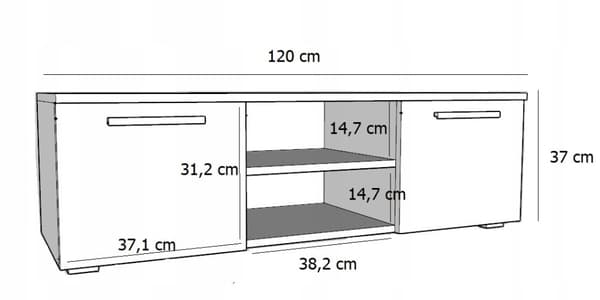 TV-pöytä ROMA 120cm artesaanimusta lipasto PER
