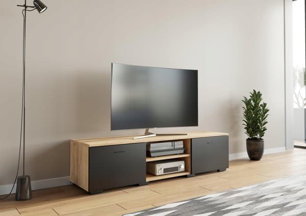 TV-pöytä ROMA 120cm artesaanimusta lipasto PER