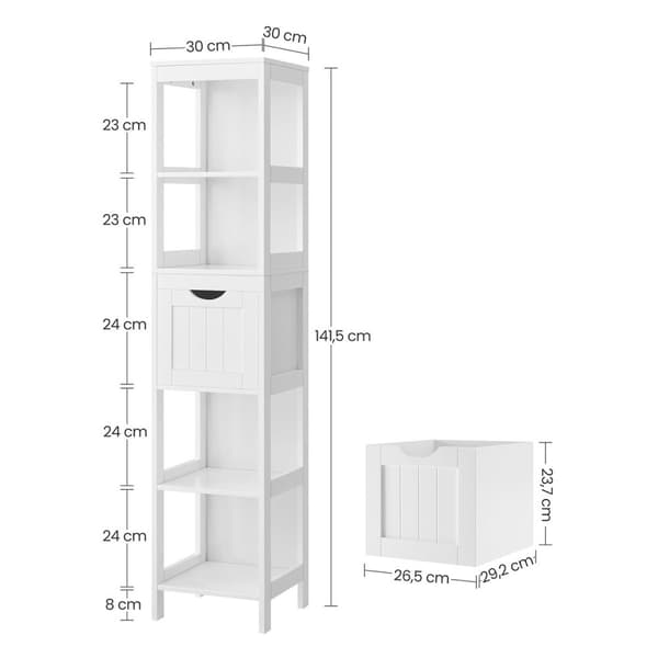 Petite colonne de rangement 2 tiroirs et 2 étagères blanc - H141,5 cm