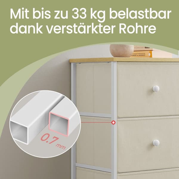 Skufferkiste, skab, 6 stofskuffer