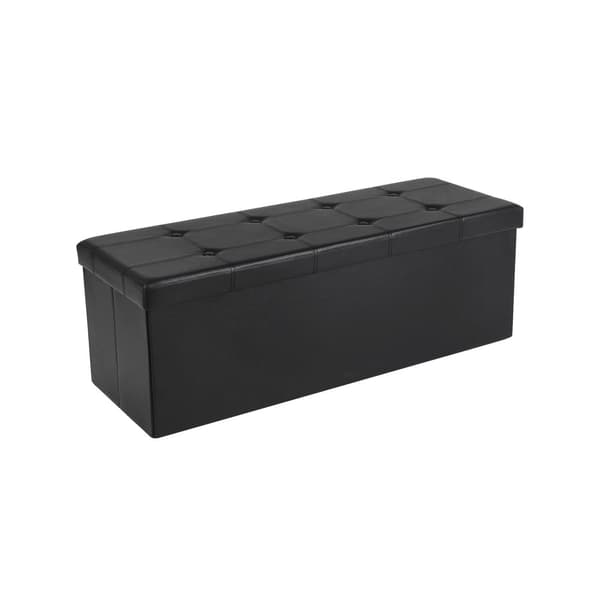 Polstret benk med oppbevaringsplass 110 cm svart