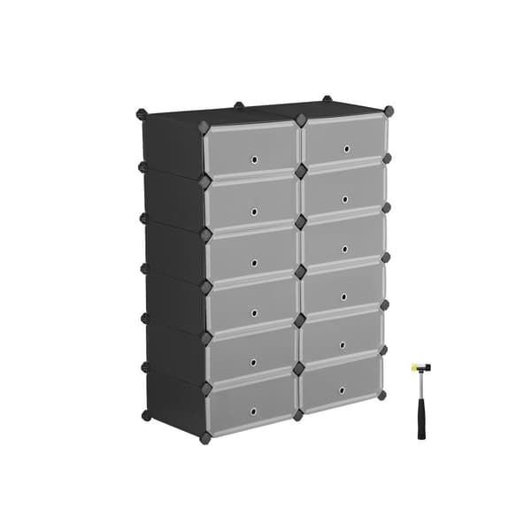 Plastskap 12 rom sort