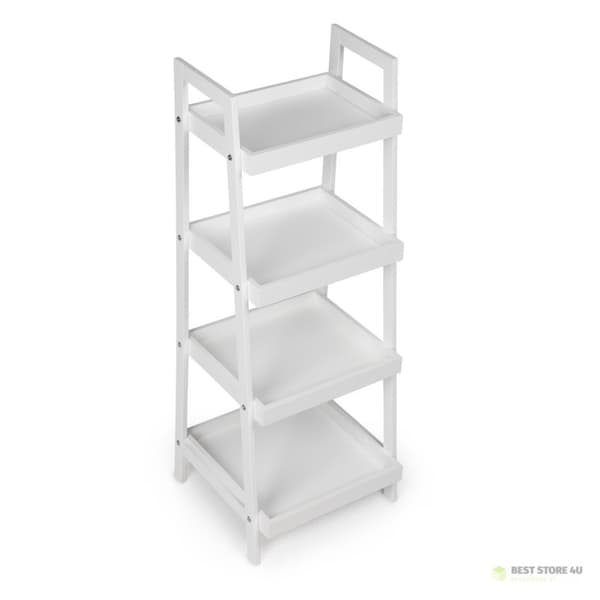 Hylde, natbord, stige, 4 hylder, hvid