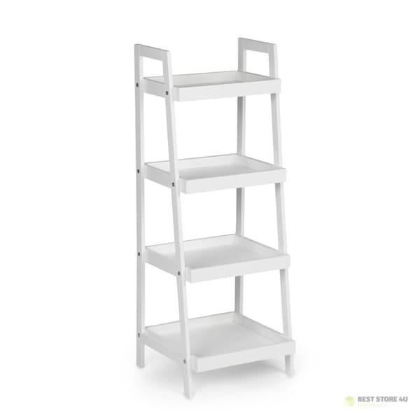 Hylde, natbord, stige, 4 hylder, hvid