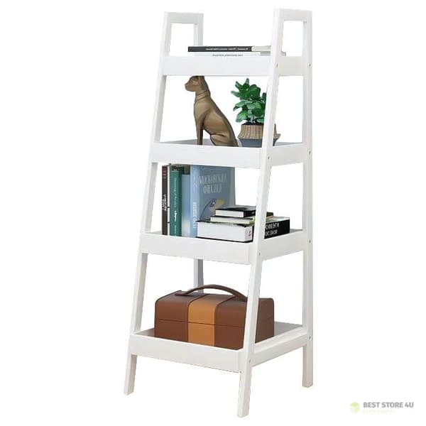 Hylde, natbord, stige, 4 hylder, hvid