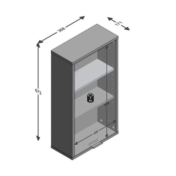 Meuble Haut de Salle de Bain 1 Porte L37 x H68cm - Zamora