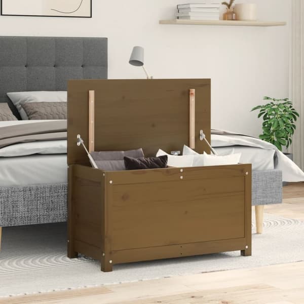 Förvaringslåda honungsbrun 80x40x45,5 cm massiv furu